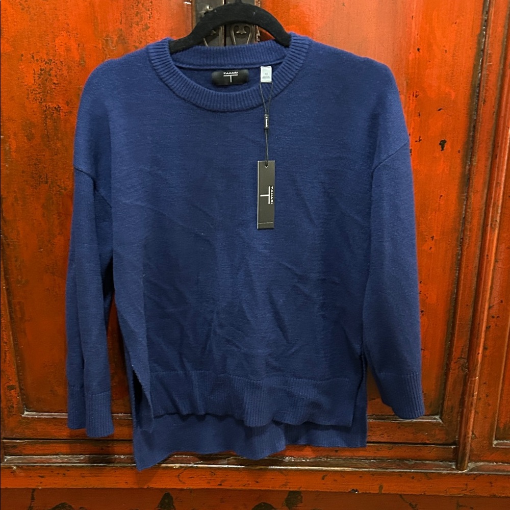 Tahari Women’s Rich Blue Crewneck Sweater
